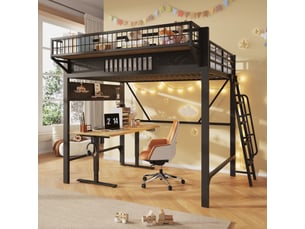 Lit mezzanine 140x200 cm <strong>STILVORA</strong>  <strong></strong> coloris noir