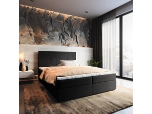 Lit avec rangement 180x200 cm <strong>MASSENO</strong> <strong></strong> coloris noir