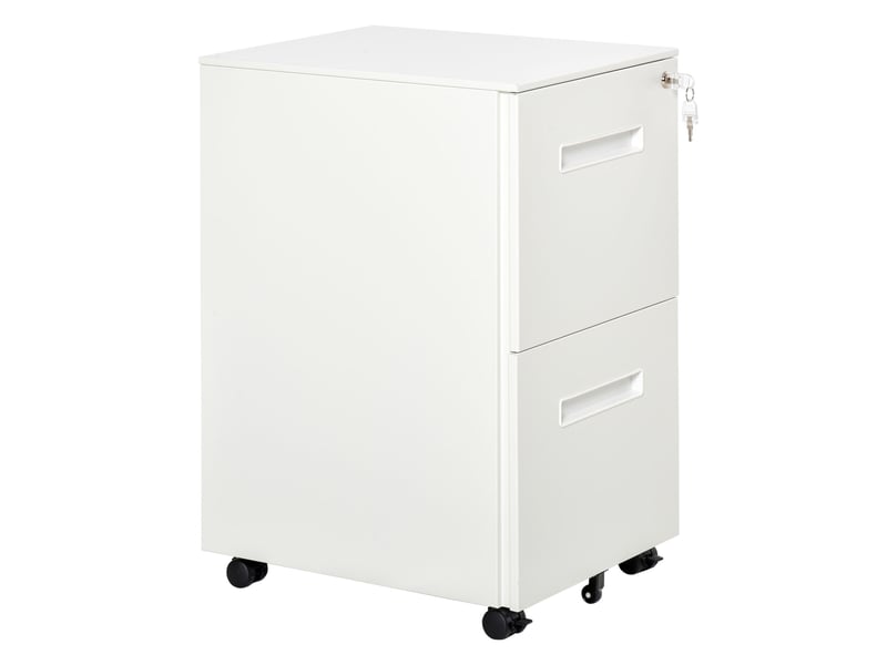  Classeur mobile, armoire de classement, cloison, verrouillage centralisé, structure en acier, 5 roulettes, blanc, 39 x 48 x 67 cm  - Conforama B