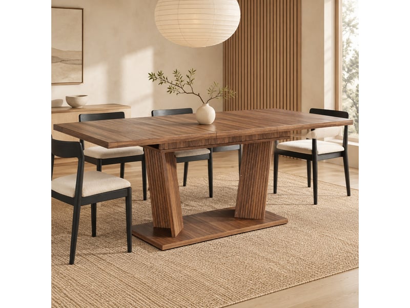  Table à manger extensible,120-160x80x76 cm,mdf,marron foncé effet bois  - Conforama B