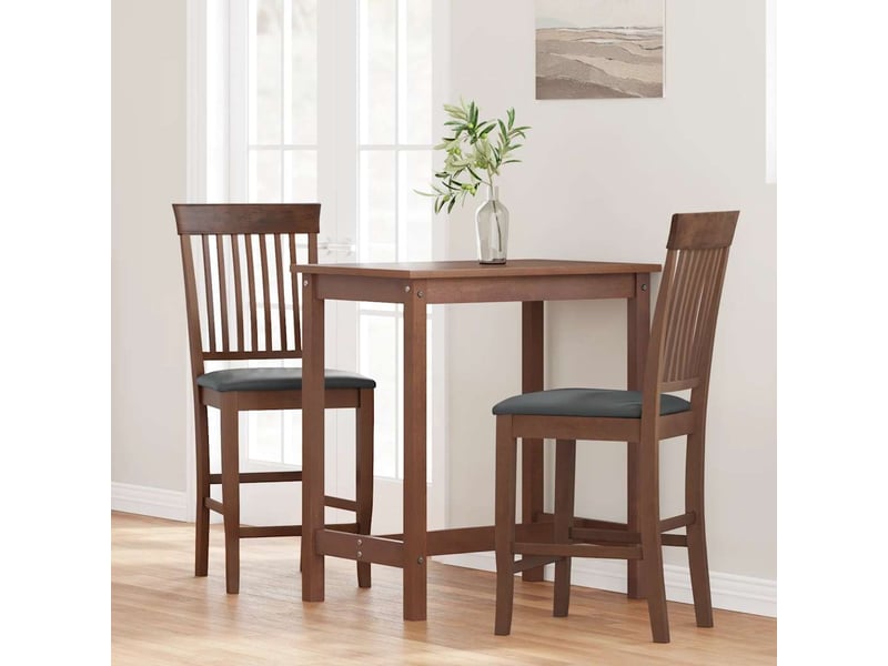  Lot de 2 tabouret de bar avec coussins en bois massif marron et caoutchouc shl54979  - Conforama C