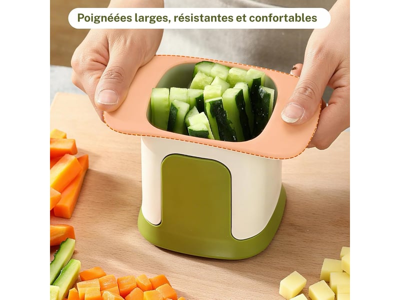 Decoupe legumes manuel multifonction, découpe frite, coupe legumes en dés ou en julienne, hachoir manuel gain de temps - Conforama C