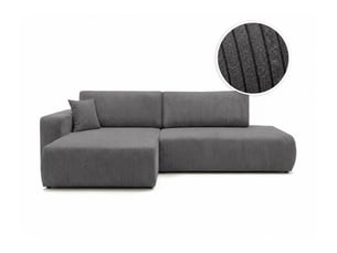 Canapé d'angle gauche convertible LOUNGITUDE ALYA 5 places Velours côtelé Gris foncé