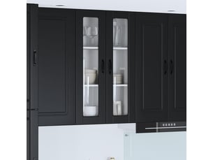 Meuble mural de cuisine, cabinet en verre mural noir 60x31x100cm shl973