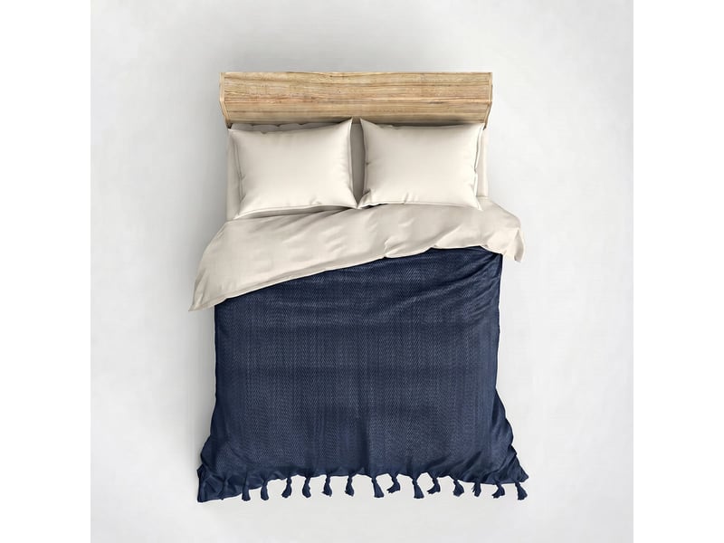  Couverture en coton recyclé 200x220 cm berlino - navy  - Conforama A