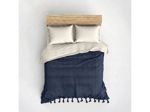 Couverture en coton recyclé 200x220 cm berlino - navy