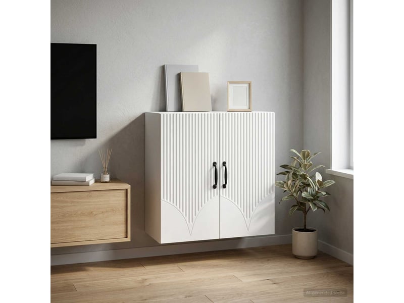  Armoire murale salon, meuble de rangement blanc 59 x 31 x 60 cm bois d'ingénierie shl3736  - Conforama B