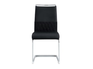 Lot de 4 chaises de salle à manger ergonomiques à dossier haut rembourré, en similicuir et lin, métal noir