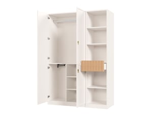 Armoire 135x50x200 cm avec 2 tringles et 8 espaces de rangement blanc et bois