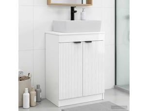 Meuble de salle de bain avec évier blanc brillant shl997