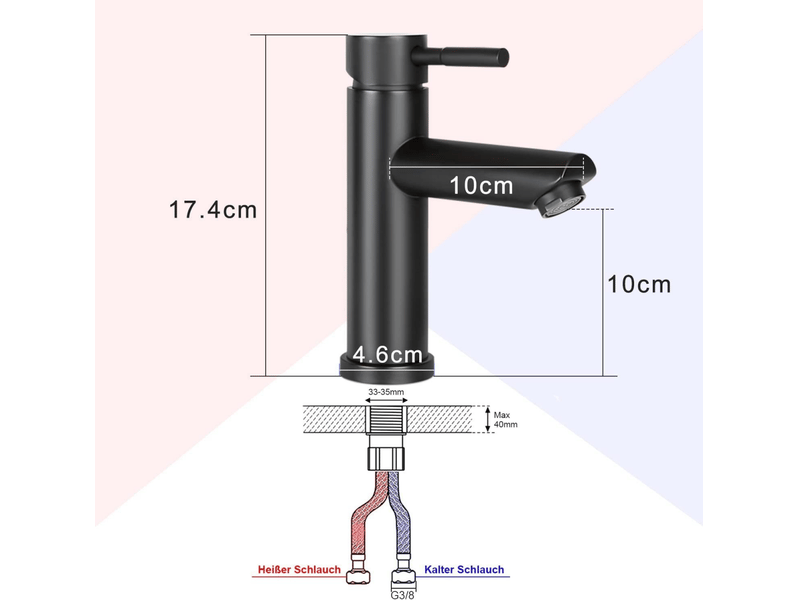  Nettlife robinet d'évier robinet chaudfroid robinet haute pression en acier inoxydable  - Conforama C