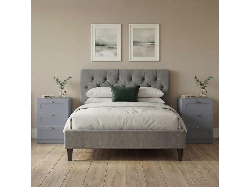  Table de chevet altino 3 tiroirs, commode de nuit, chambre, set de 2, 62x40x36cm, gris 3332180 - Conforama C