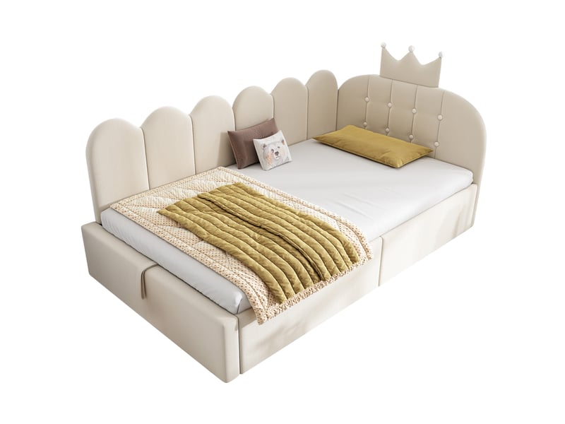  Modenvie lit banquette 90x200 cm - rangement hydraulique, structure reversible, sans matelas - beige  - Conforama A
