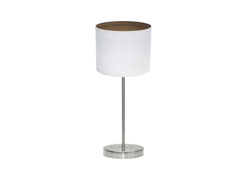  Fabrilamp tatiana lampe à poser nickelé blanc effet bois foncé, abat-jour textile finition bois, 1 x e14, 42 cm 189171084 - Conforama A