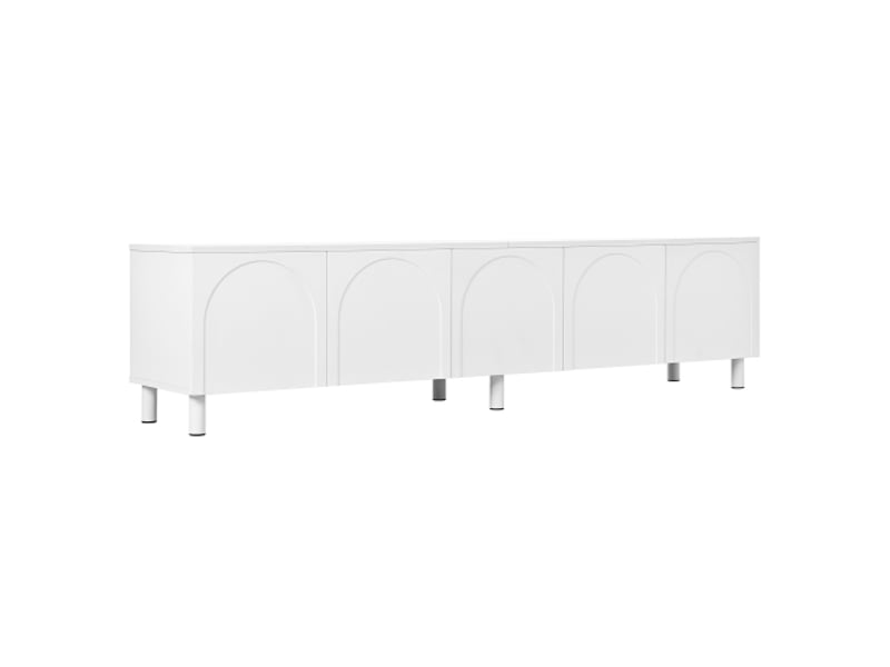 Meuble tv bas moderne – 5 portes – pieds métal – mdf et panneaux de particules – rangement tv - Conforama A