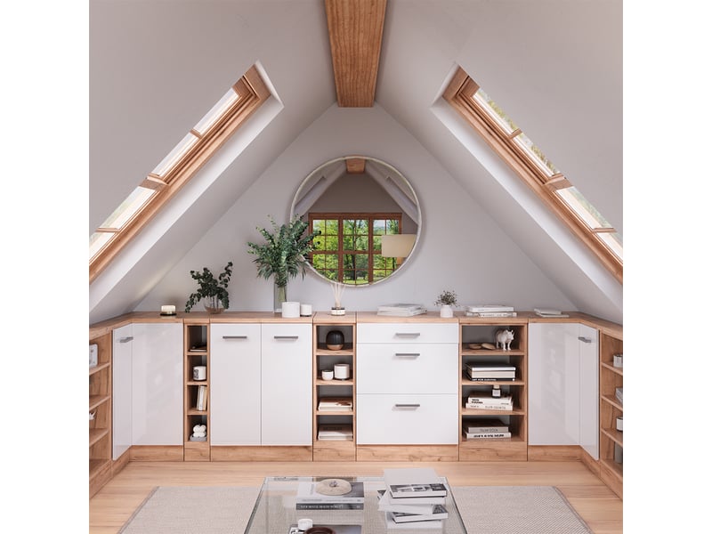  Vicco meuble sous pente, chêne doréchêne doré, 15x46cm sans pente, ouvert  - Conforama C