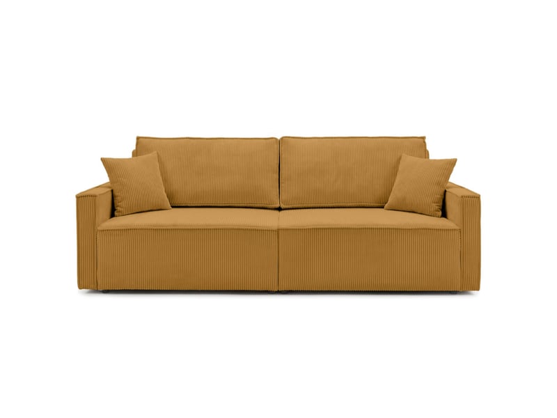  Farah - canapé droit 3 places convertible accoudoirs slim en velours cotelé  - Conforama E