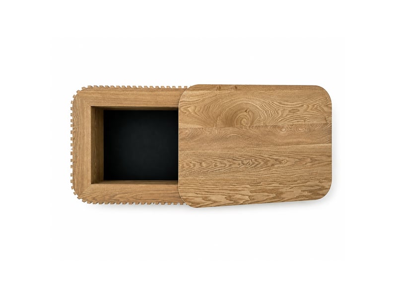 Table basse rectangulaire avec rangement caché en mdf plaqué bois clair, style moderne pour votre salon - Conforama D