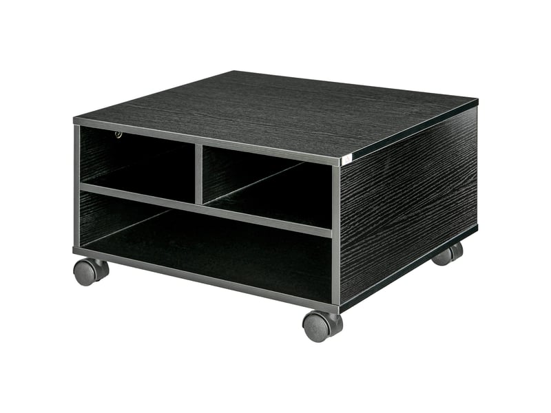  Support d'imprimante en bois à 2 niveaux avec roulettes pour bureau et espace de travail, 47 x 40 x 22,5 cm, noir  - Conforama A
