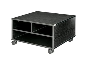 Support d'imprimante en bois à 2 niveaux avec roulettes pour bureau et espace de travail, 47 x 40 x 22,5 cm, noir
