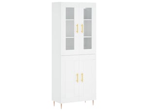 Buffet haut - bahut - meuble de rangement blanc 69,5x34x180 cm bois d'ingénierie