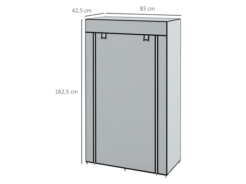  Armoire en tissu, 1 tringle, 2 tiroirs, 83 x 42,5 x 162,5 cm, grise  - Conforama C