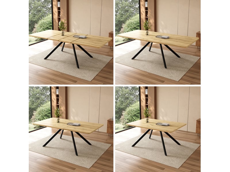  Table à manger extensible rectangulaire 160200240x90 cm 6-10 personnes charge 100 kg mdf chêne clair  - Conforama D