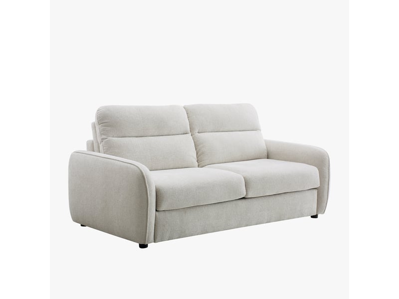 Canapé 3 places convertible matelas 12 cm en tissu écru - Conforama D