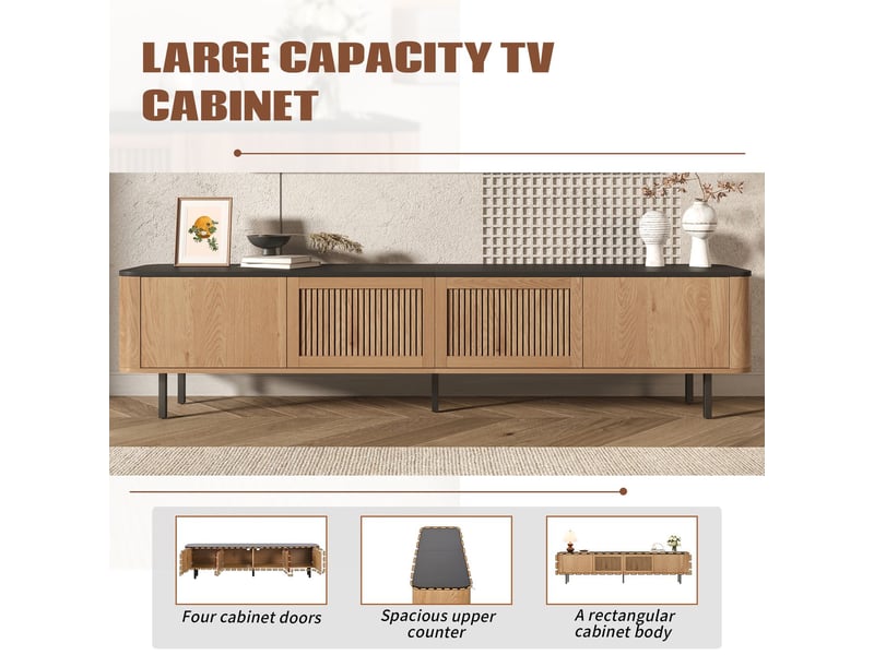  Meuble tv 190 x 35 x 45 cm design unique format bas panneau tv  - Conforama D