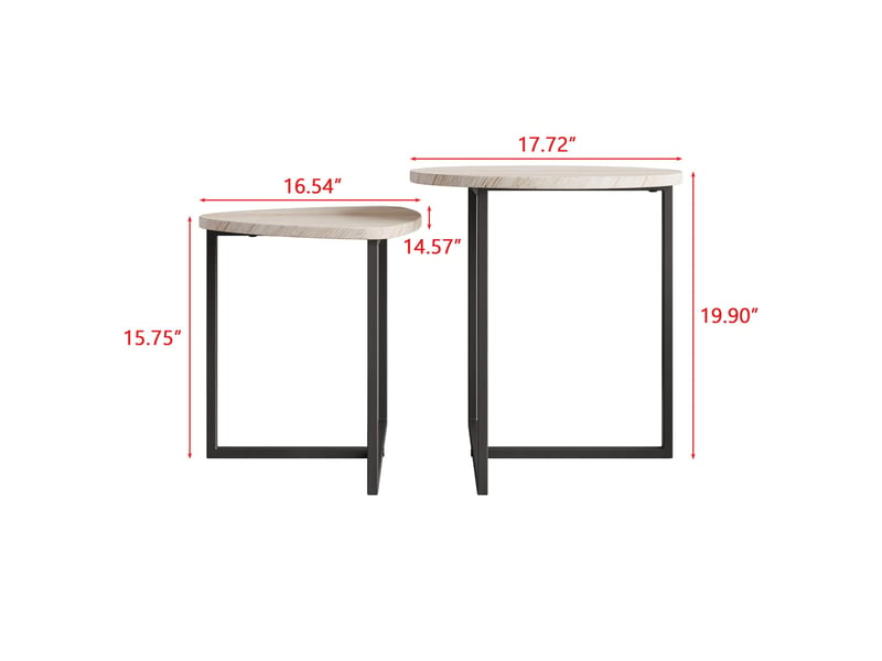  Tables basses gigognes lot de 2 avec plateau en forme de cœur et structure métallique, style industriel, salon  - Conforama D