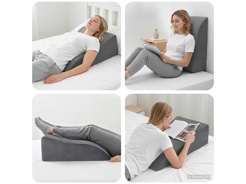 Coussin pour les jambes, oreiller 68 x 41 x 24 cm mousse pu gris cf56590 - Conforama B