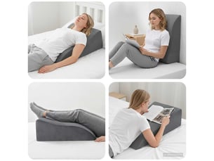 Coussin pour les jambes, oreiller 68 x 41 x 24 cm mousse pu gris cf56590