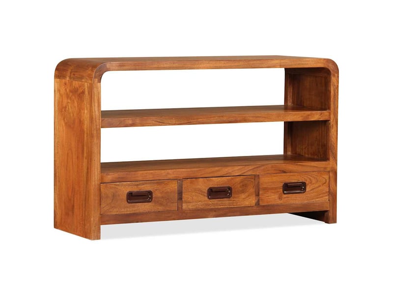  Meuble tv - banc tv - meuble de rangement bois d'acacia solide 90 x 30 x 55 cm  - Conforama E