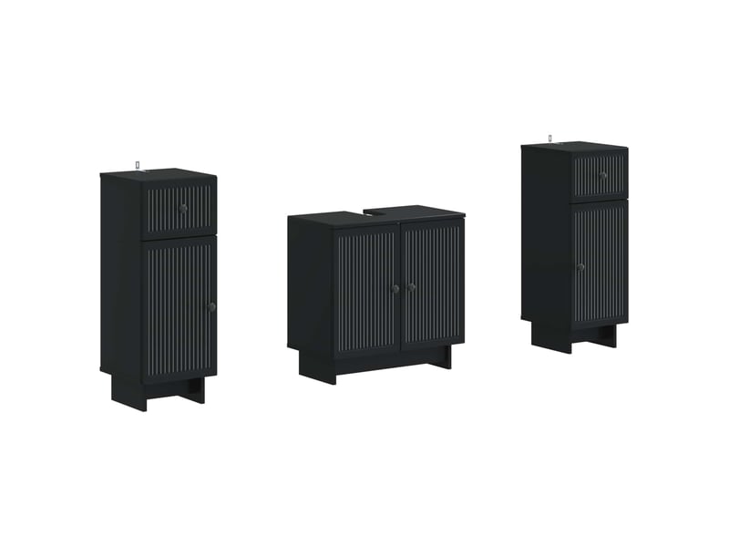  Ensemble de meuble de salle de bain 3 pièces ede noir cf63424  - Conforama A