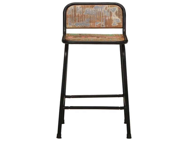  Lot de 2 tabouret de bar, chaise de bar 46x35,5x70cm bois massif récupération  - Conforama A