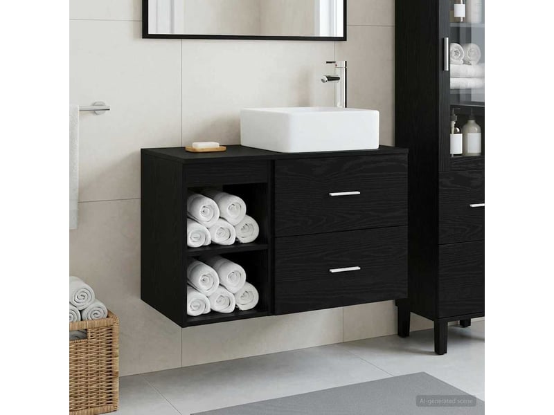 Ensemble de mobilier de salle de bain 2 pcs chêne noir shl8078 - Conforama B
