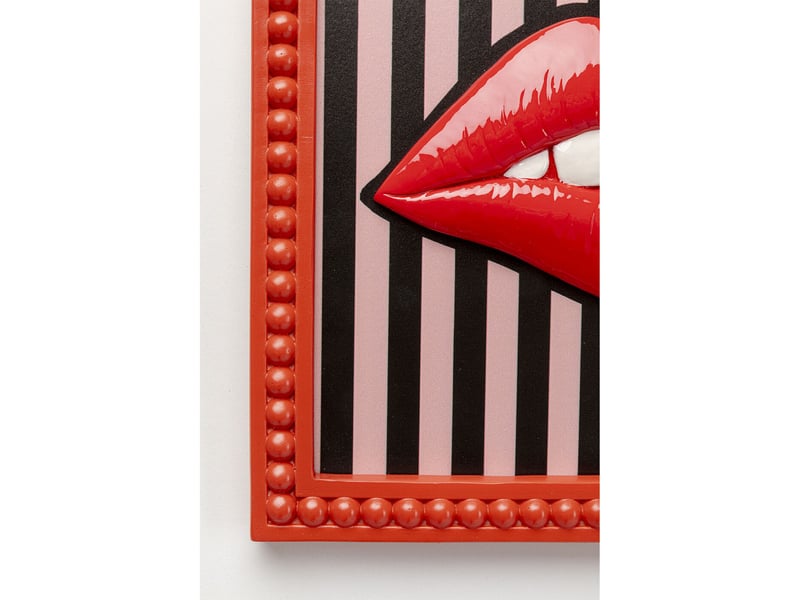  tableau lèvres rouges lignes 25x25cm  - Conforama E