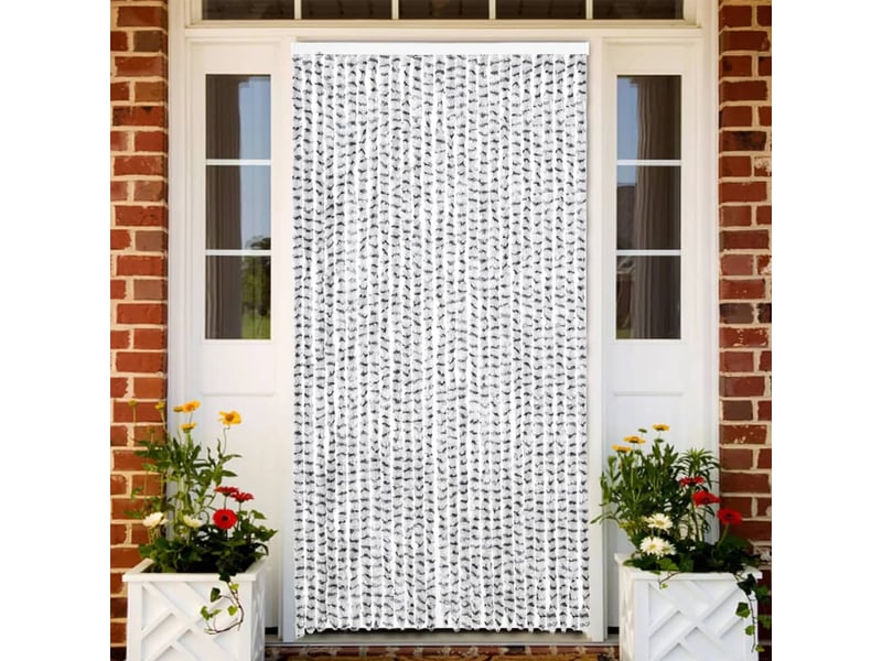  Rideau anti-mouches, moustiquaire gris clair et gris foncé 118x220cm chenille cf43539  - Conforama B