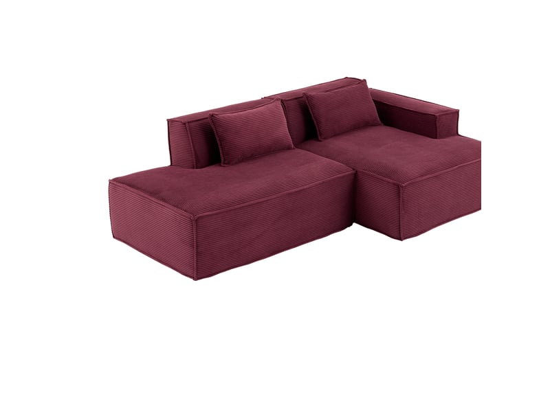  Canapé d'angle 2 pl 233x129x70cm, pour salon, mousse haute densité, assise ressorts ensachés, coussins, polyester, rouge  - Conforama A