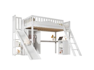 Lit mezzanine 90x200 cm BEAOK coloris blanc