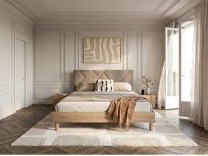 Lit 2 places 140x190 cm <strong>BOBOCHIC</strong>  <strong>MARVIN</strong> coloris beige
