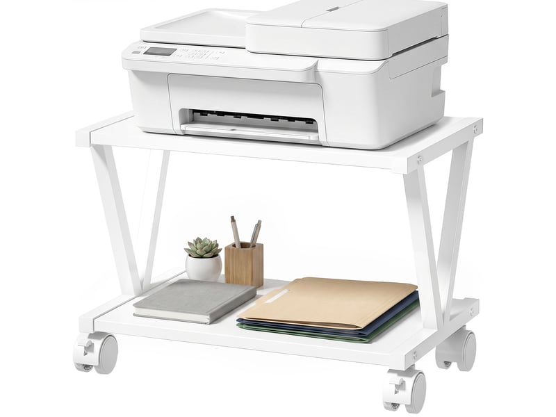  Support pour imprimante à 2 étagères pour bureau et maison, blanc  - Conforama B