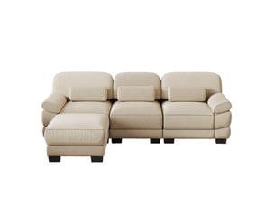 Canapé modulable 3 places en l 265x161x94 cm avec pouf velours côtelé beige