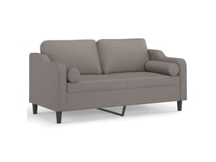 Canapé droit, sofa, canapé 2 places avec oreillers décoratifs taupe 140 cm tissu cf19994