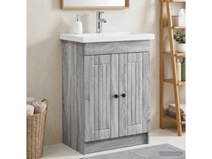 Armoire sous évier de salle de bain, meuble de rangement sonoma gris shl972