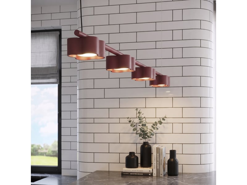  Lustre ovio 4 bordeaux gx53 aluminium moderne 208x122x12cm SL.3370 - Conforama D