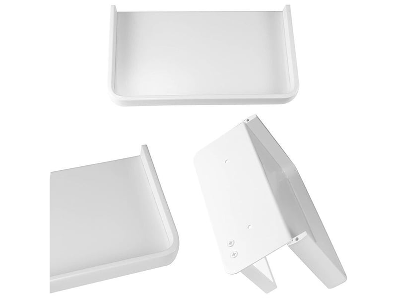  Support mural pour rouleau de papier toilette avec étagère de rangement en aluminium pour salle de bain et cuisine (blanc)  - Conforama D