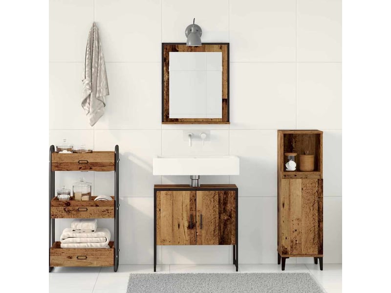  Ensemble de mobilier de salle de bain 2 pièces marron cf64229  - Conforama D