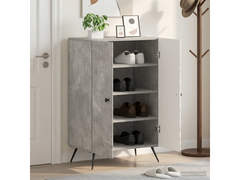  Meuble à chaussure, cabinet à chaussures breda 59,5x39,5x90 cm gris béton  - Conforama B
