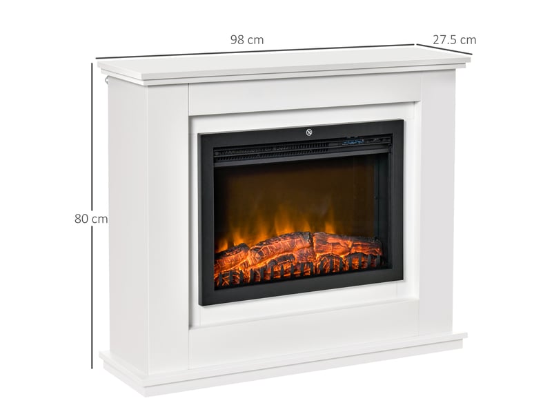  Cheminée électrique grande taille 2000 w effet flammes led minuterie température luminosité réglables télécommande fournie blanc  - Conforama C